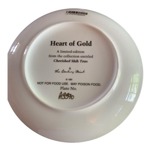 Cherished Shih Tzus HEART OF GOLD Plate Dog Puppy Danbury Mint Tzu Charming! - Picture 6 of 8